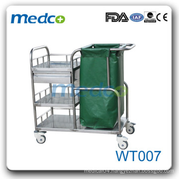 WT007 stainless steel hospital linen trolley 304 stainless steel trolley